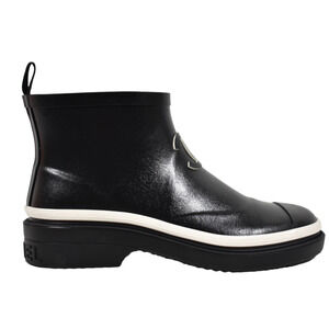 Chanel 23A Black White Caoutchouc Rubber CC Logo Low Top Short Rain Boots 42
